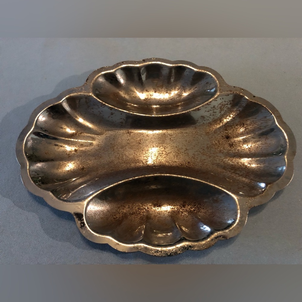 VTG Silver plated metal dish